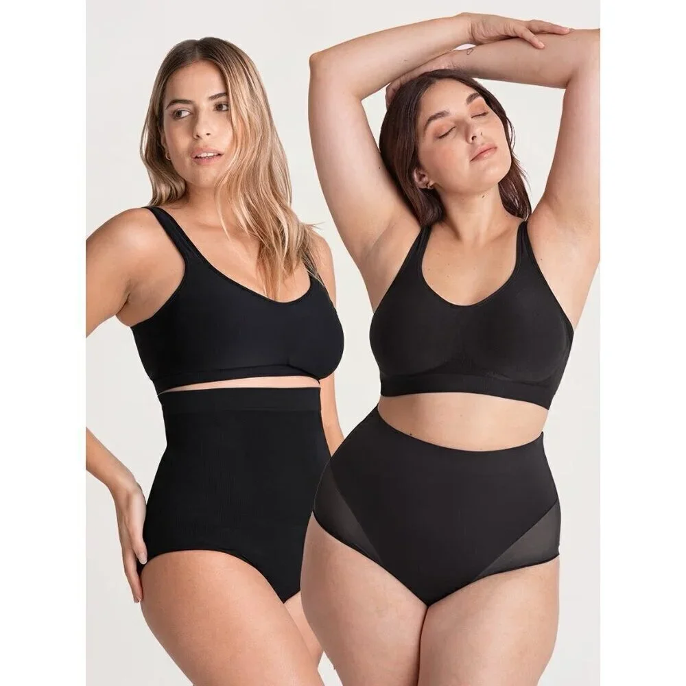 Truekind Womens Daily Comfort Wireless Shaper Bra Sz 4XL XXXXL Black 10022